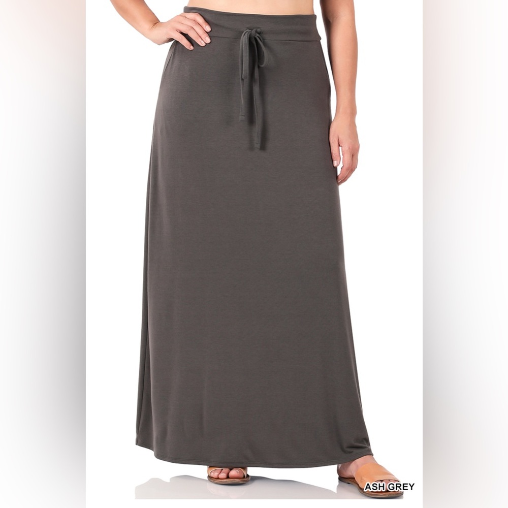Zenana ladies plus maxi Skirt sizes 1X-3X NEW Dark Olive